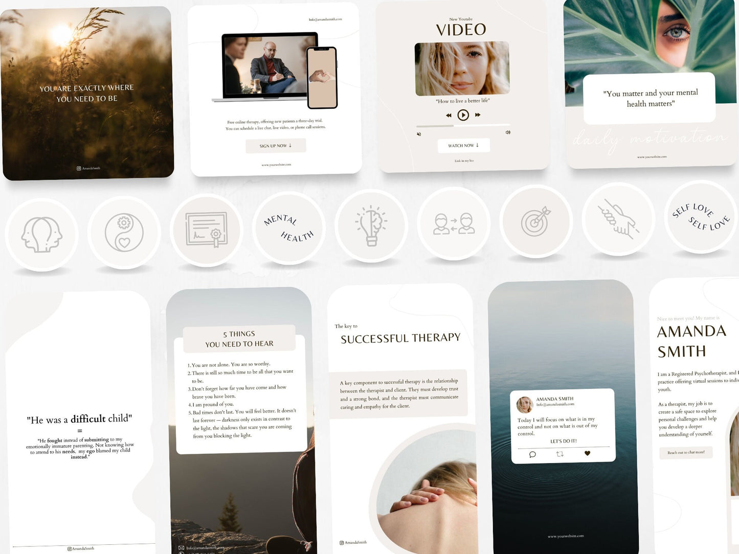 200 Psychologist Bundle: Post, Story, and Highlight Cover Templates