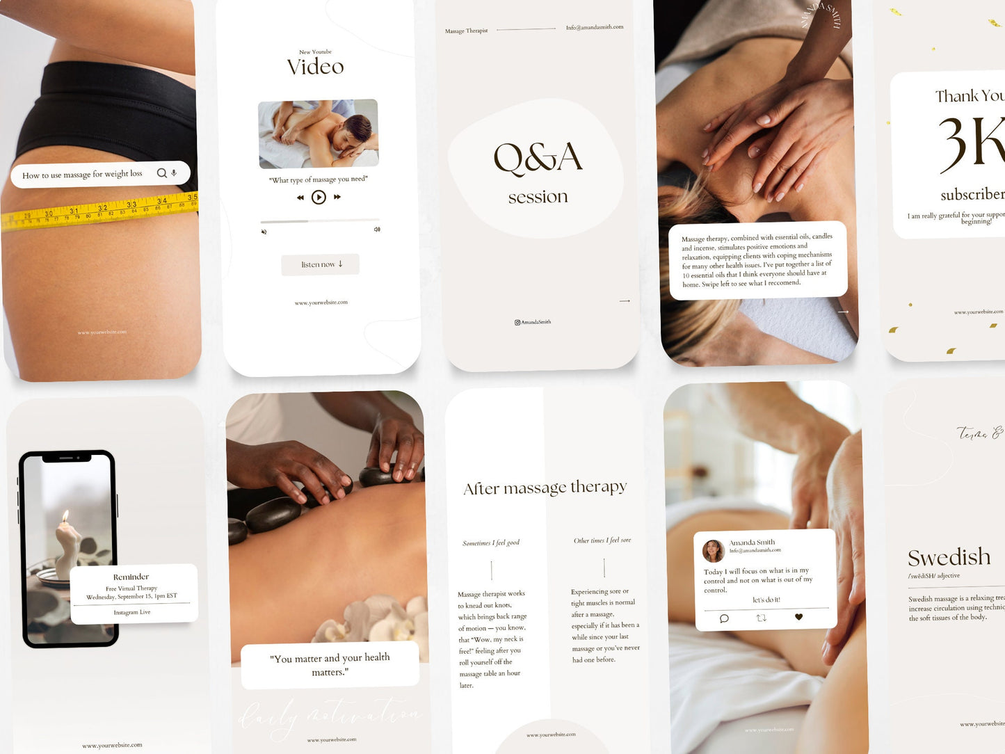 60 Massage Therapist Story Templates