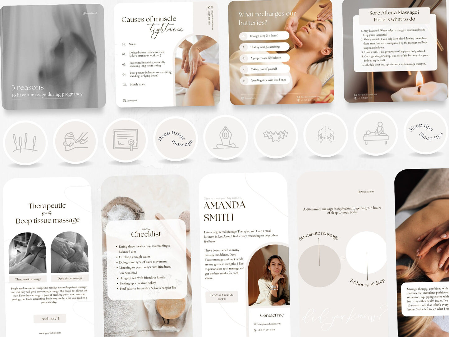 200 Massage Therapist Bundle: Post, Story, and Highlight Cover Templates