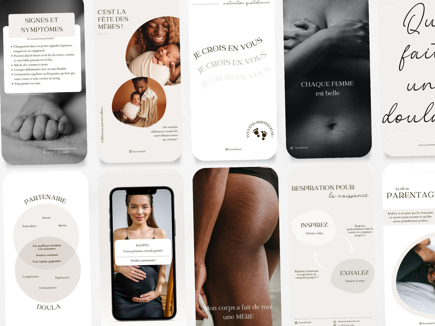 50 Doula Stories pour Réseaux Sociaux (French)