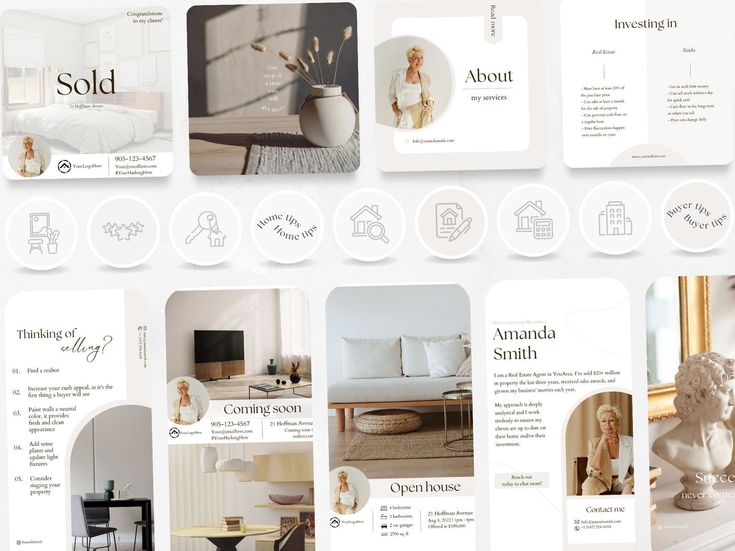 210 Real Estate Bundle: Post, Story, and Highlight Cover Templates