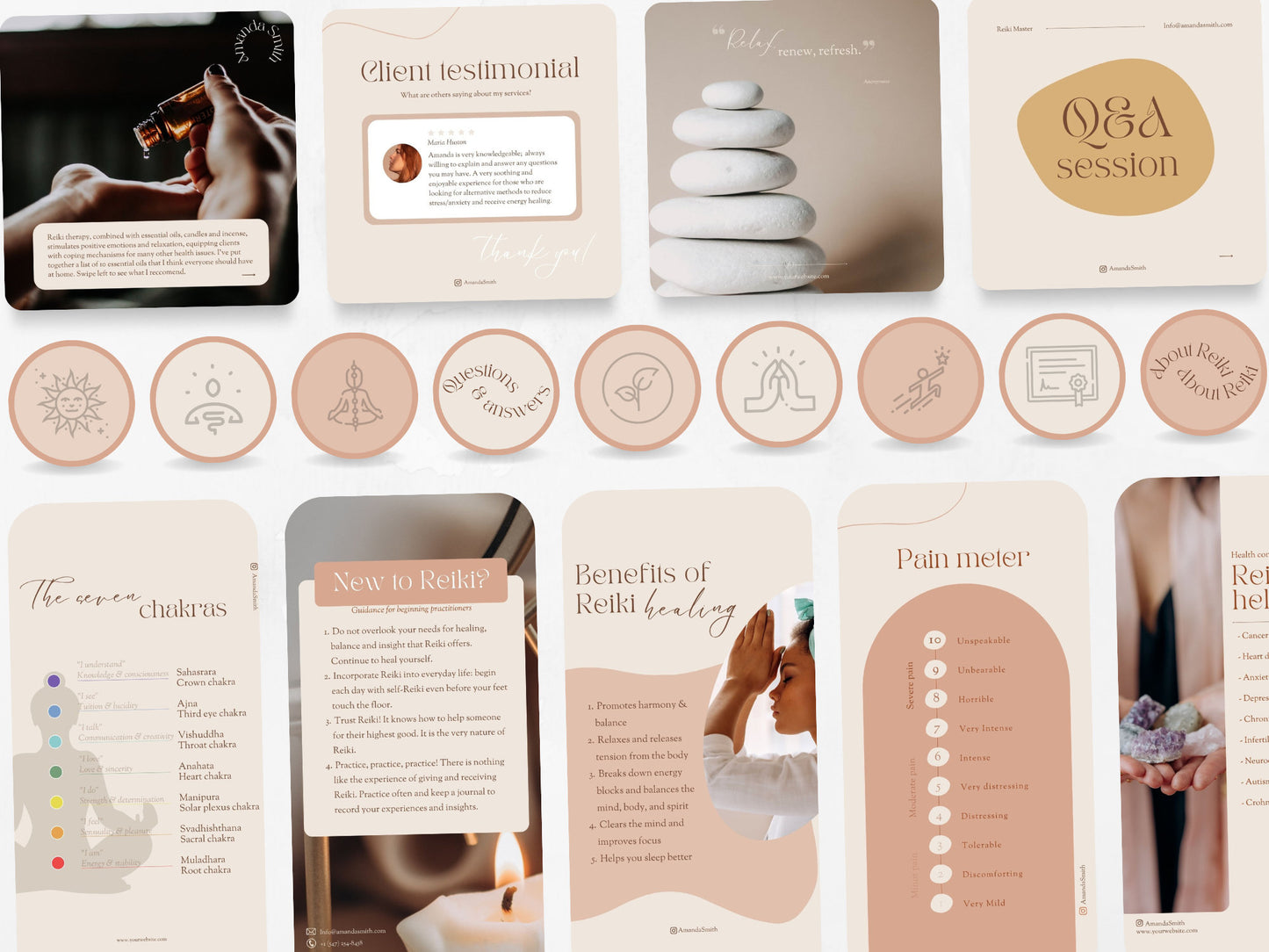 200 Reiki Master Bundle: Post, Story, and Highlight Cover Templates