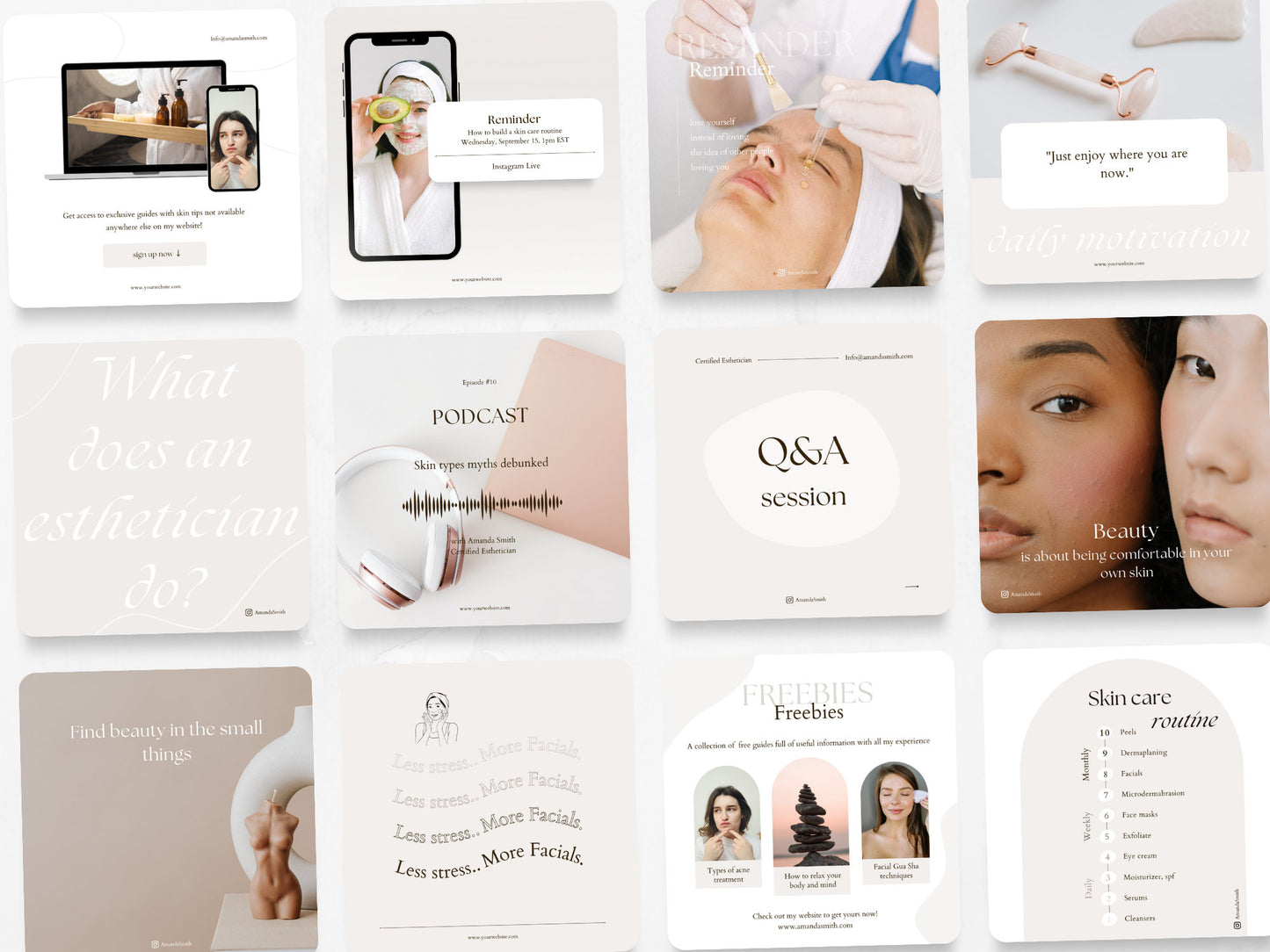 60 Esthetician Post Templates