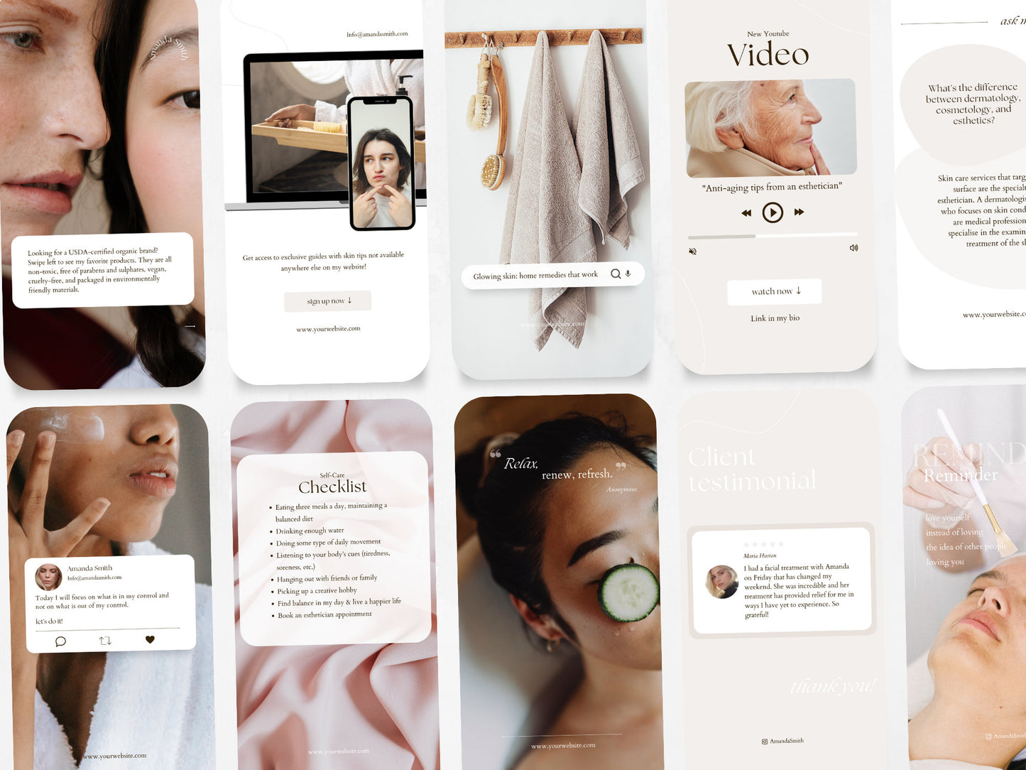 60 Esthetician Story Templates