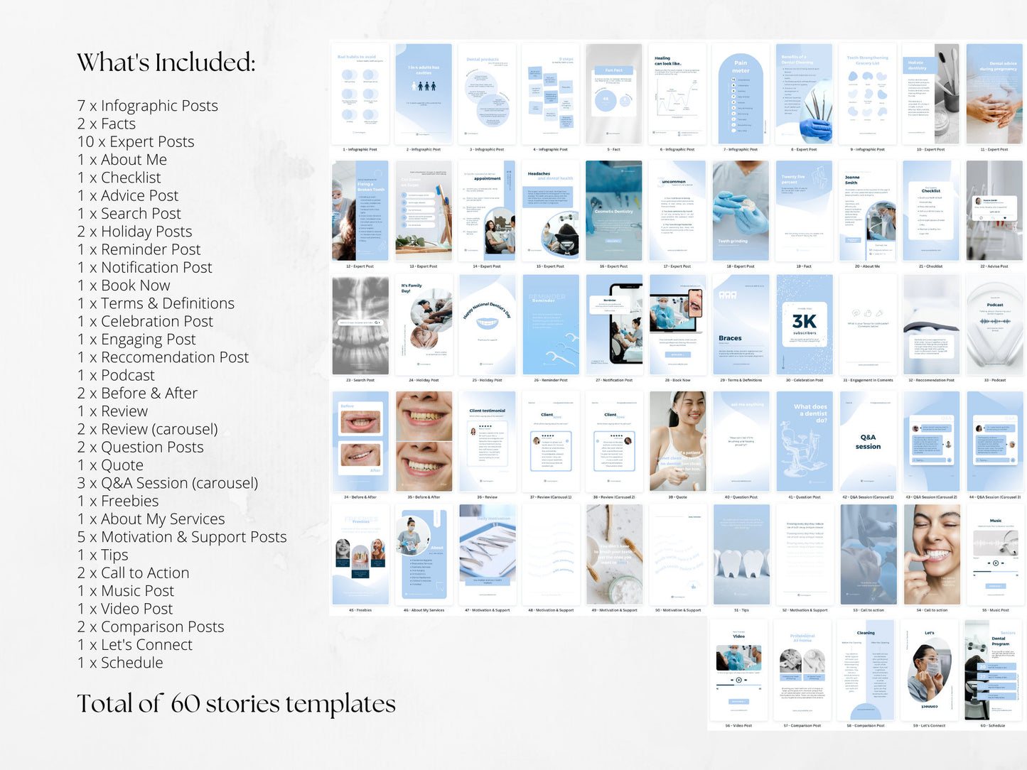 60 Dental Story Templates