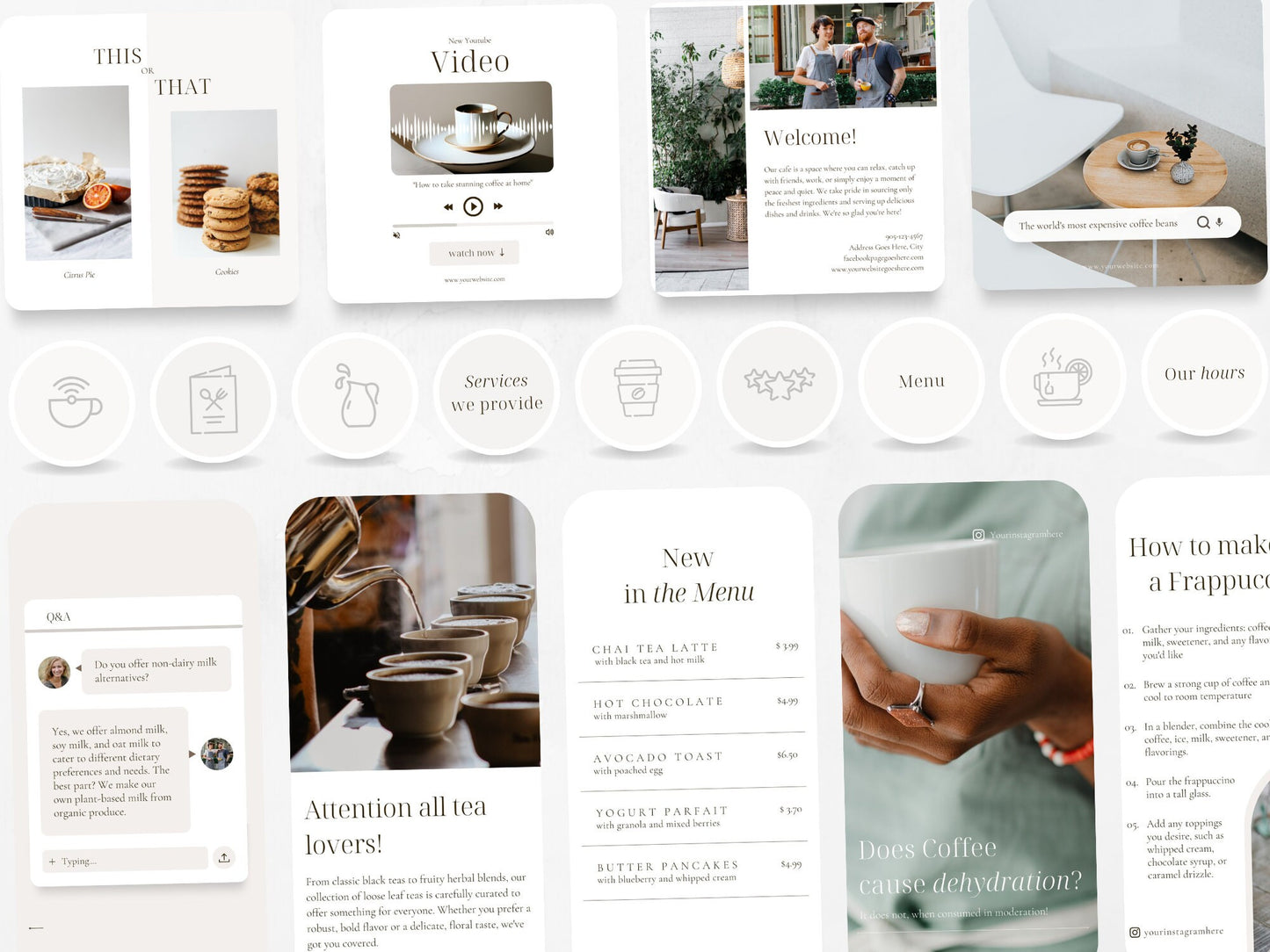 210 Cafe or Bakery Bundle: Post, Story, and Highlight Cover Templates