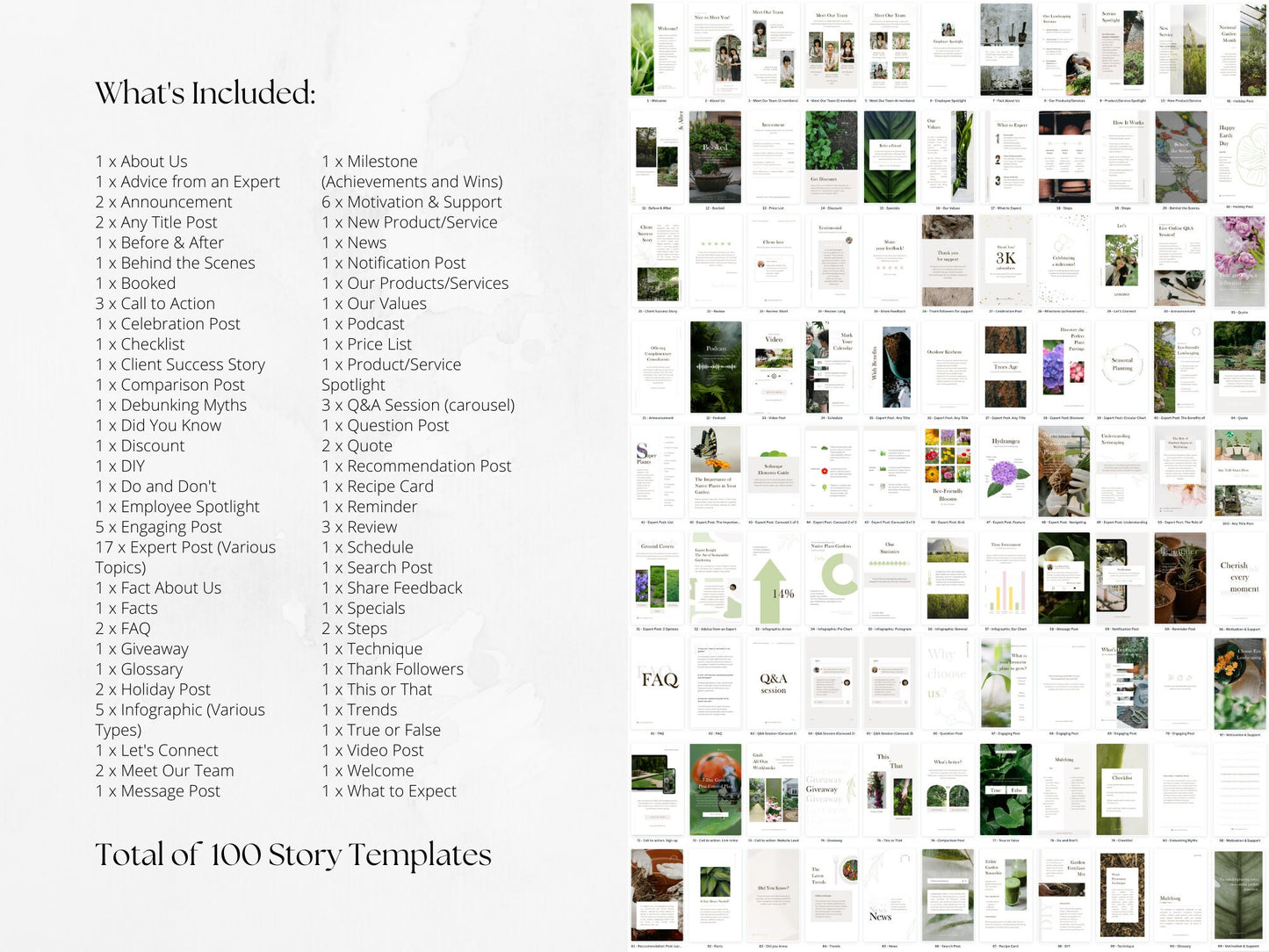100 Gardening or Landscaping Story Templates