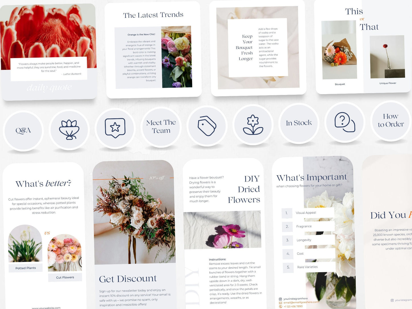 300 Floral Bundle: Post, Story, and Highlight Cover Templates