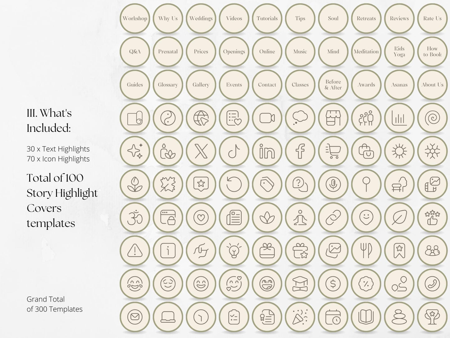 300 Yoga Bundle: Post, Story, and Highlight Cover Templates