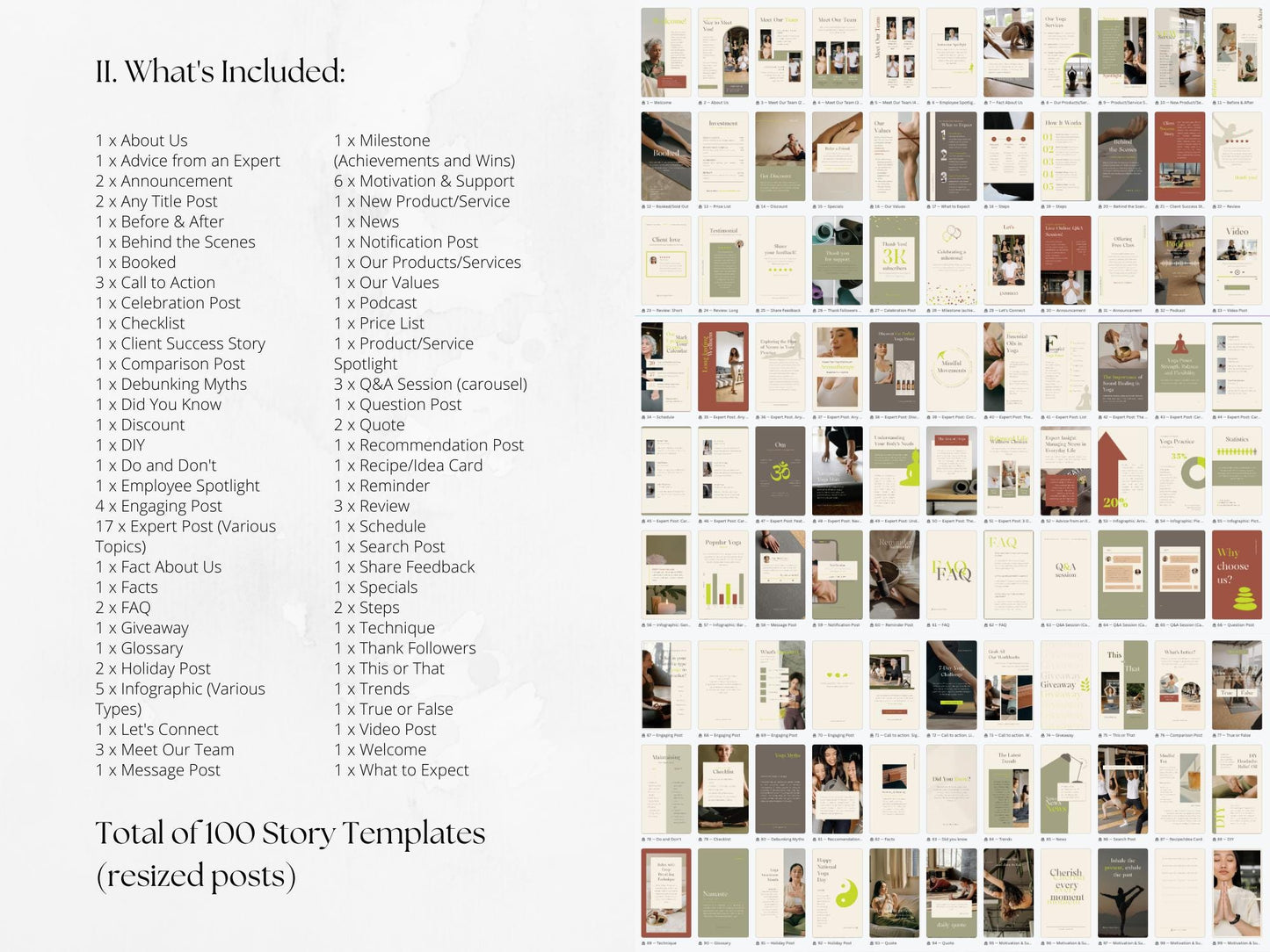 300 Yoga Bundle: Post, Story, and Highlight Cover Templates