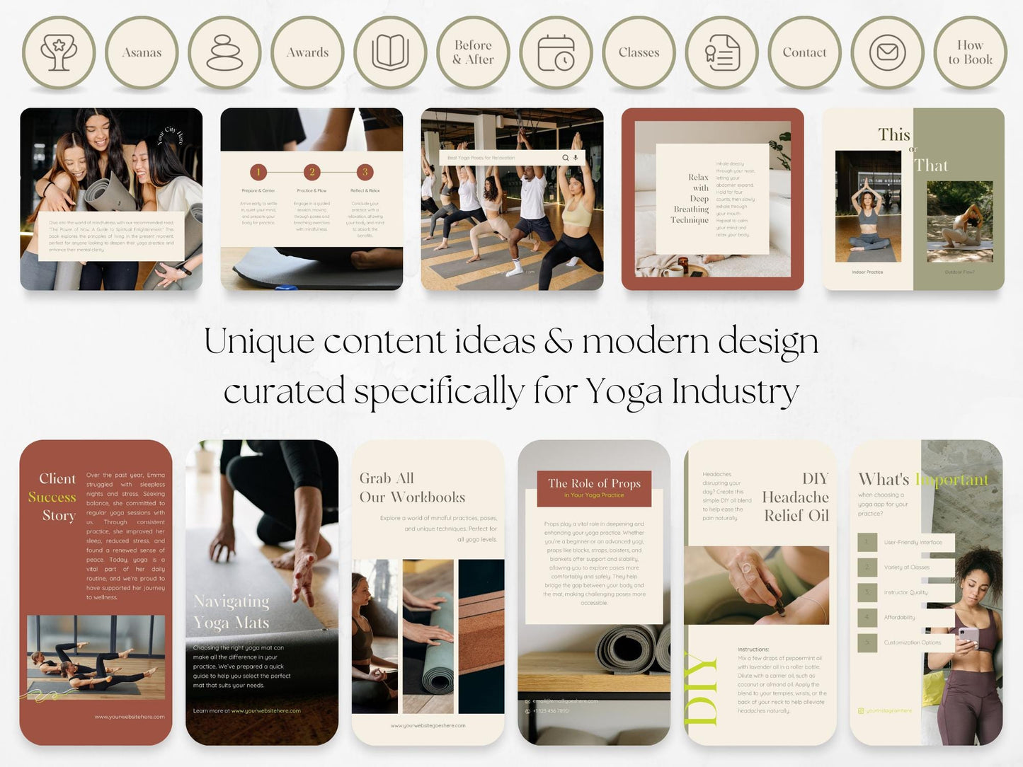 300 Yoga Bundle: Post, Story, and Highlight Cover Templates