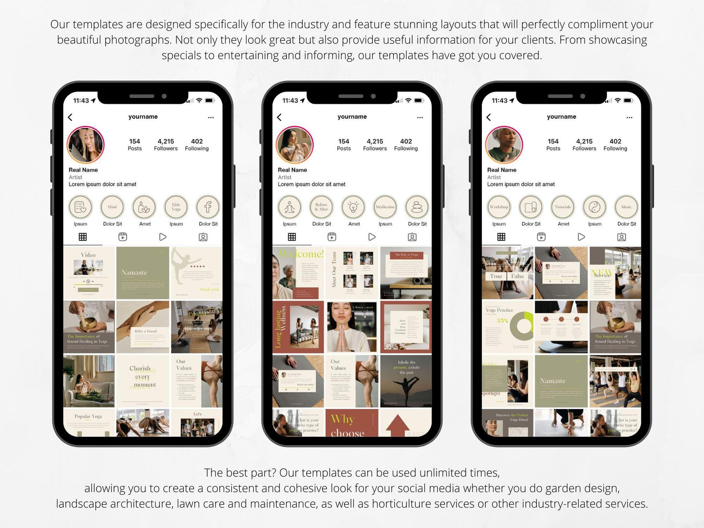 300 Yoga Bundle: Post, Story, and Highlight Cover Templates