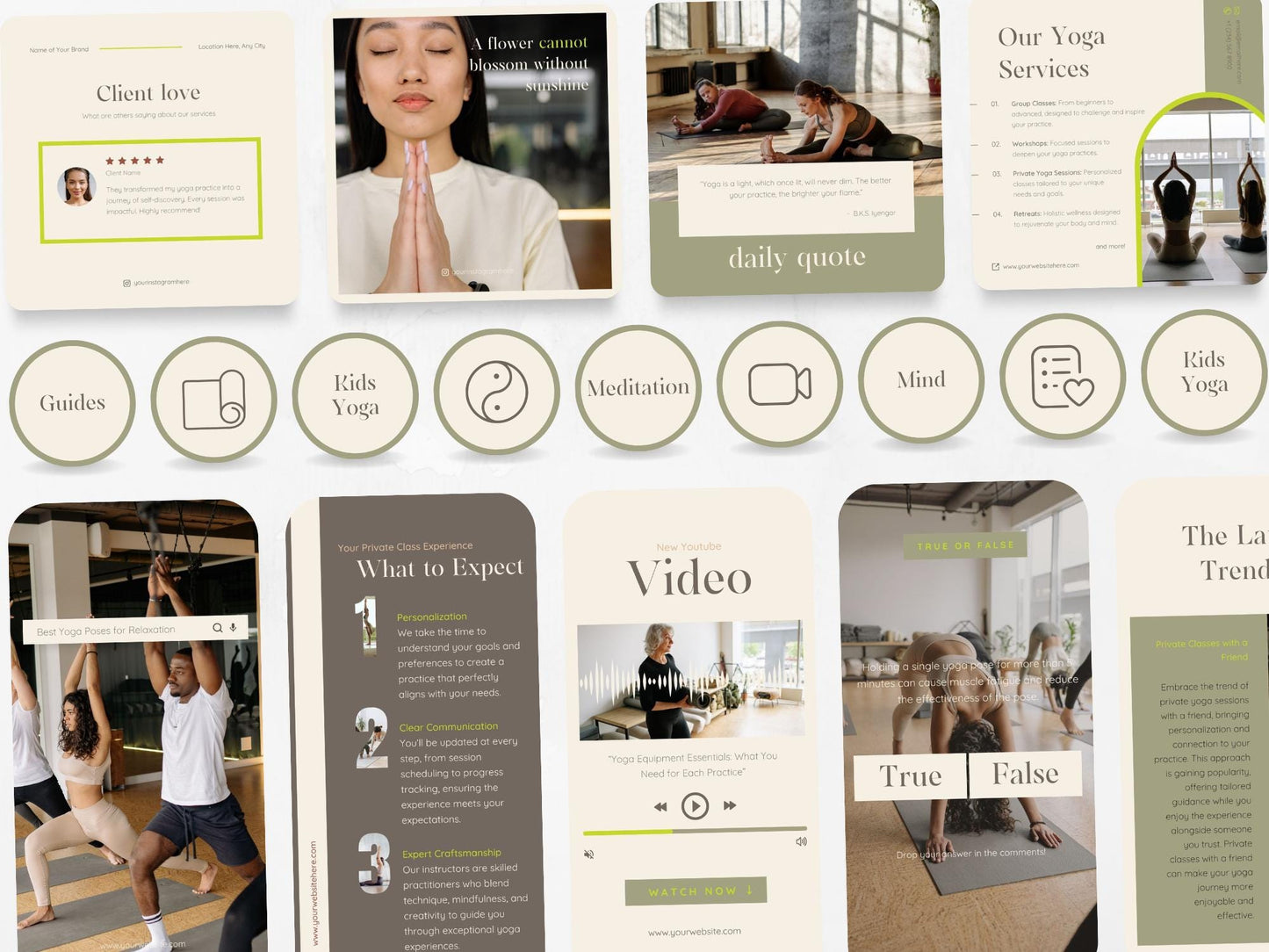 300 Yoga Bundle: Post, Story, and Highlight Cover Templates