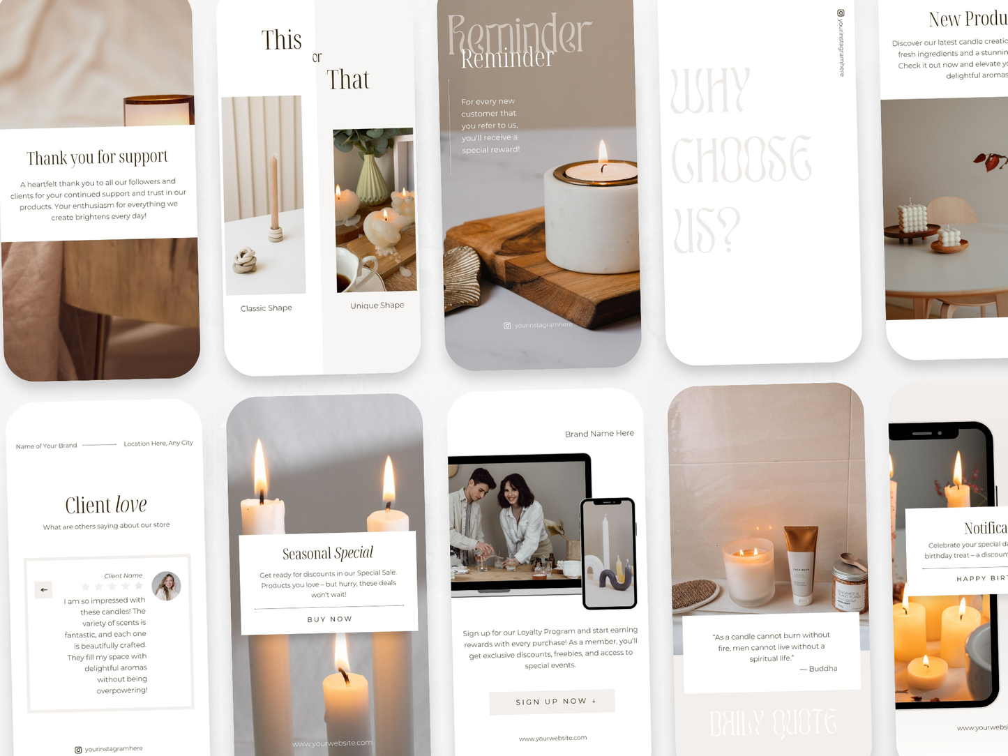 100 Candle Business Story Templates