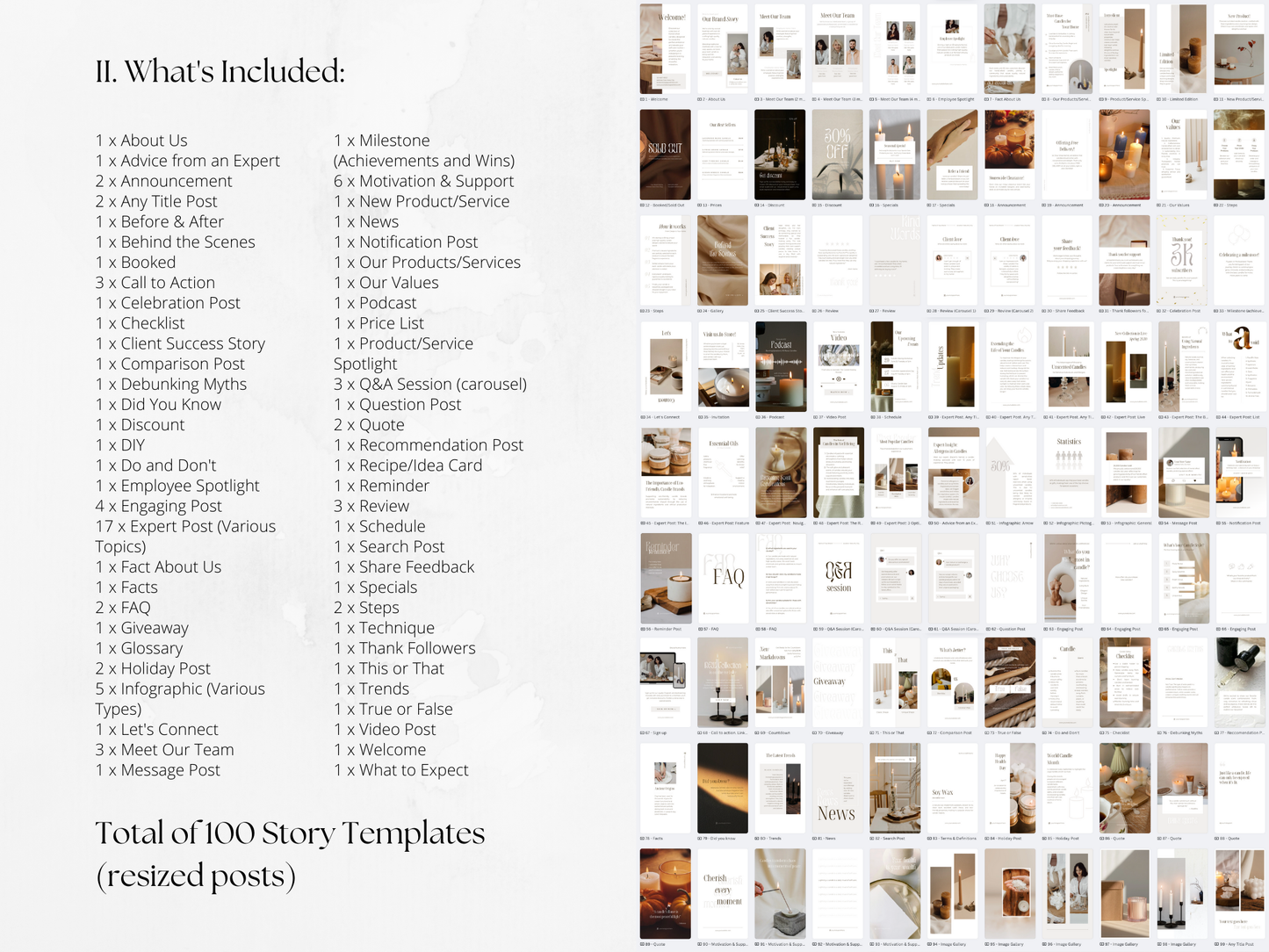 300 Candle Business Bundle: Post, Story, and Highlight Cover Templates