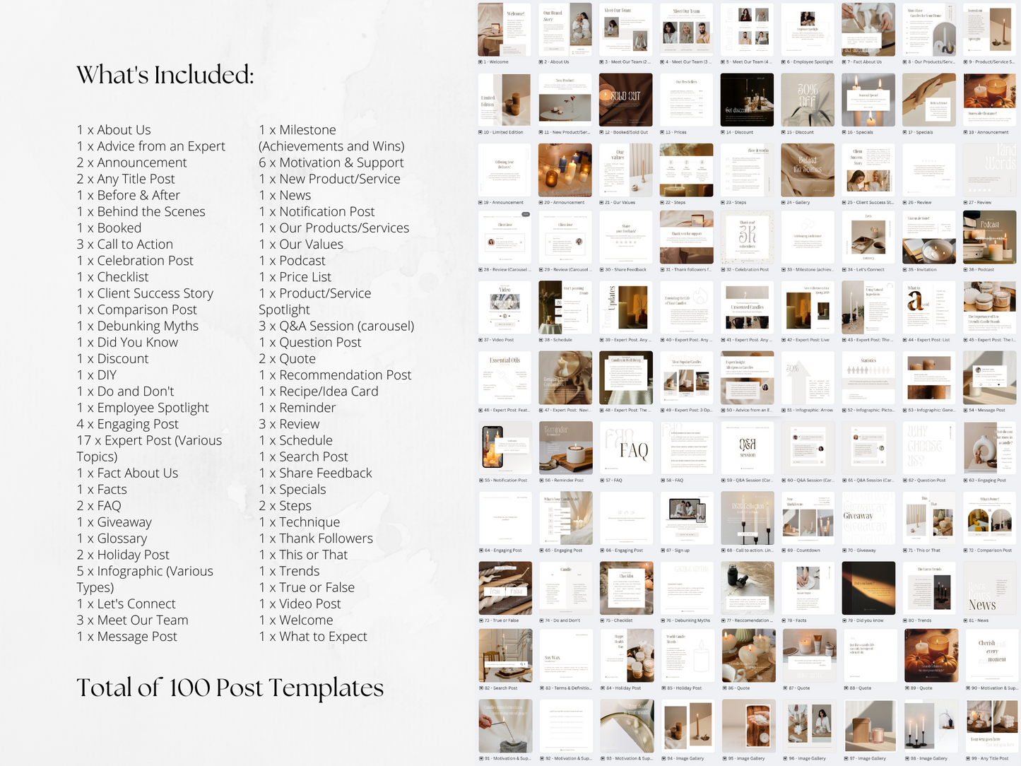 100 Candle Business Post Templates