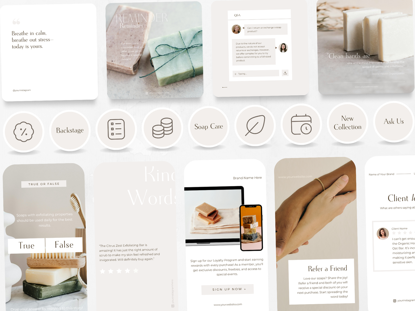 300 Soap Business Bundle: Post, Story, and Highlight Cover Templates