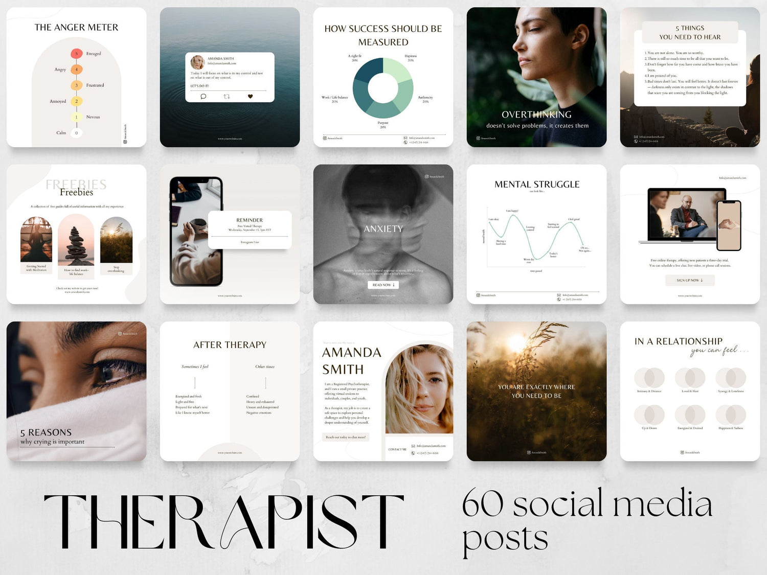 60 Psychologist Post Templates made in free Canva for Social Media