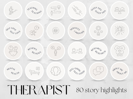 80 Psychologist Story Highlight Cover Templates made in free Canva for Social Media