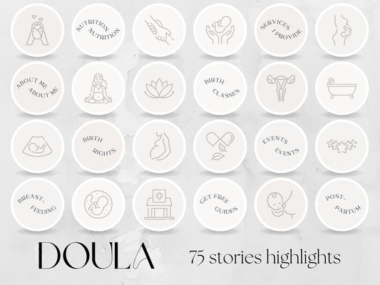 75 Doula Story Highlight Cover Templates made in free Canva for Social Media