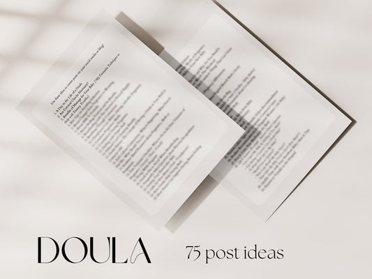 75 Post Ideas for Doulas made in free Canva for Social Media