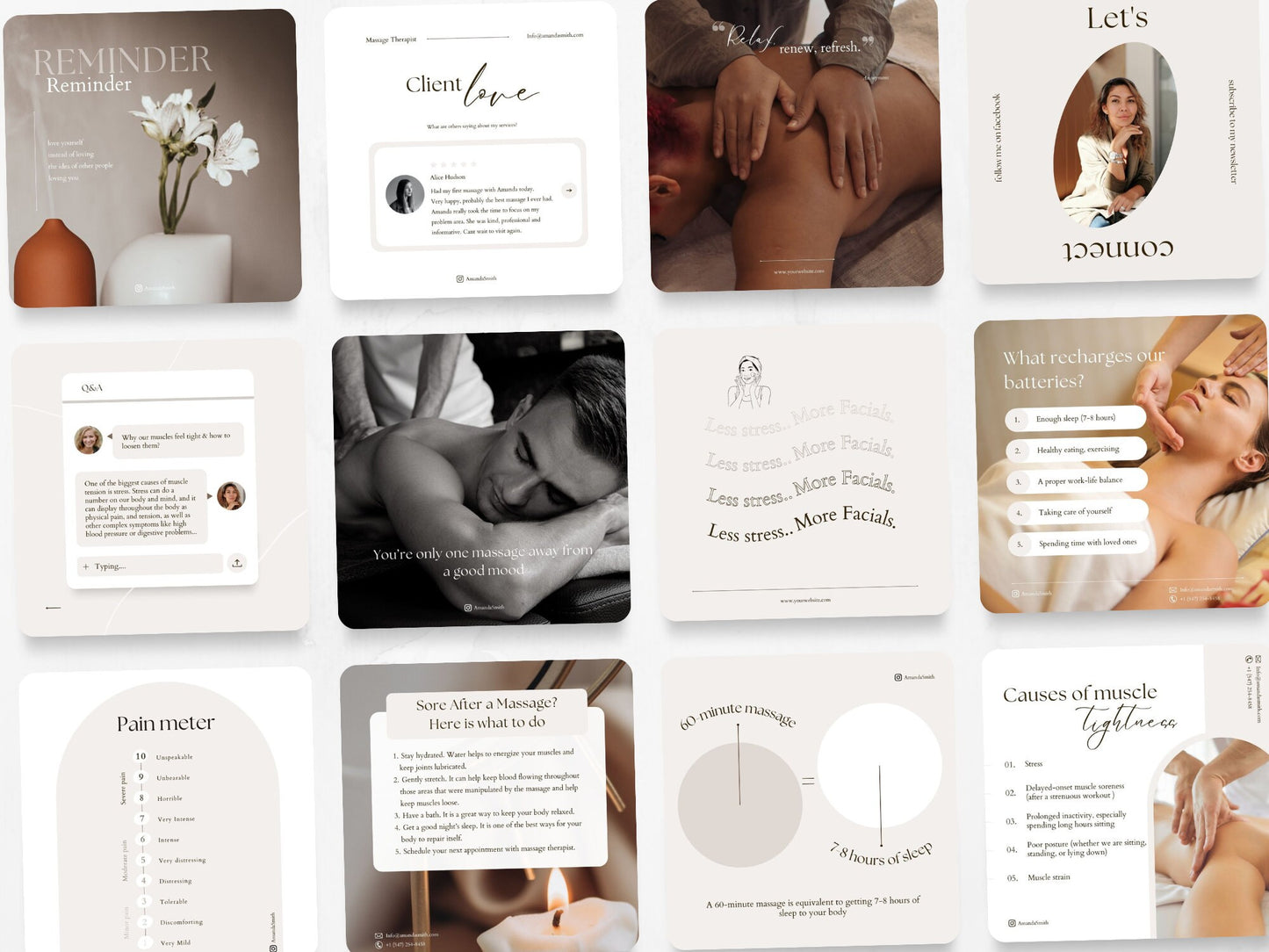 60 Massage Therapist Post Templates