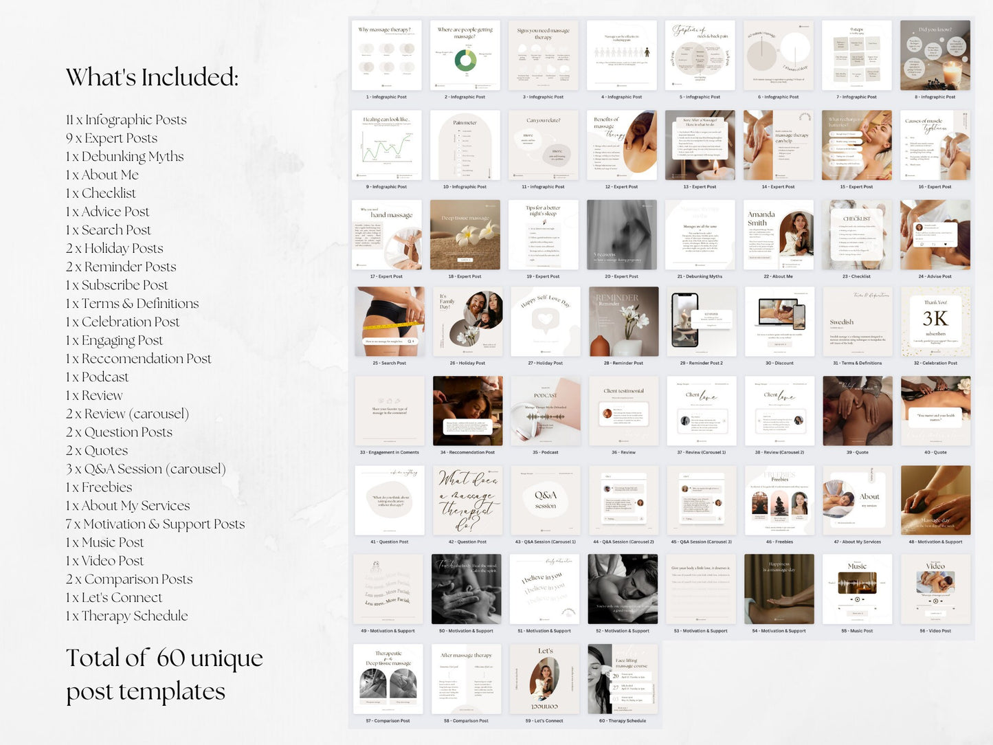 60 Massage Therapist Post Templates