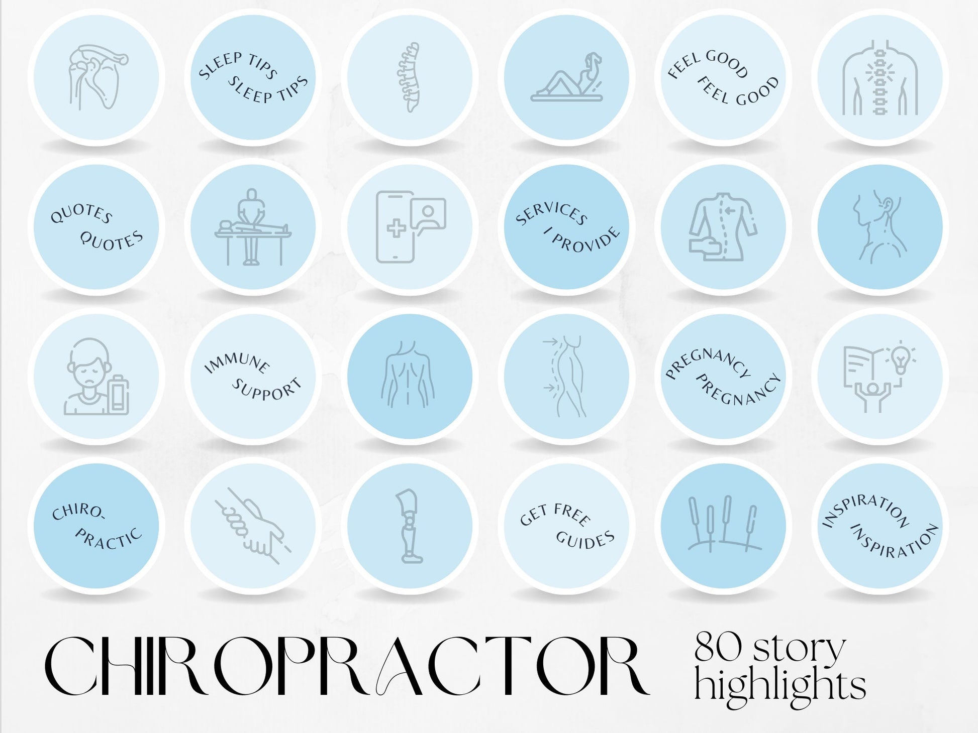 80 Chiropractor Story Highlight Cover Templates made in free Canva for Social Media