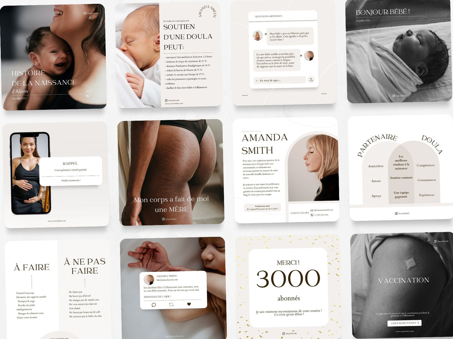 50 Doula Publications pour réseaux sociaux (French)