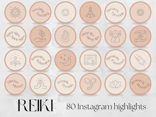 80 Reiki Master Story Highlight Cover Templates made in free Canva for Social Media