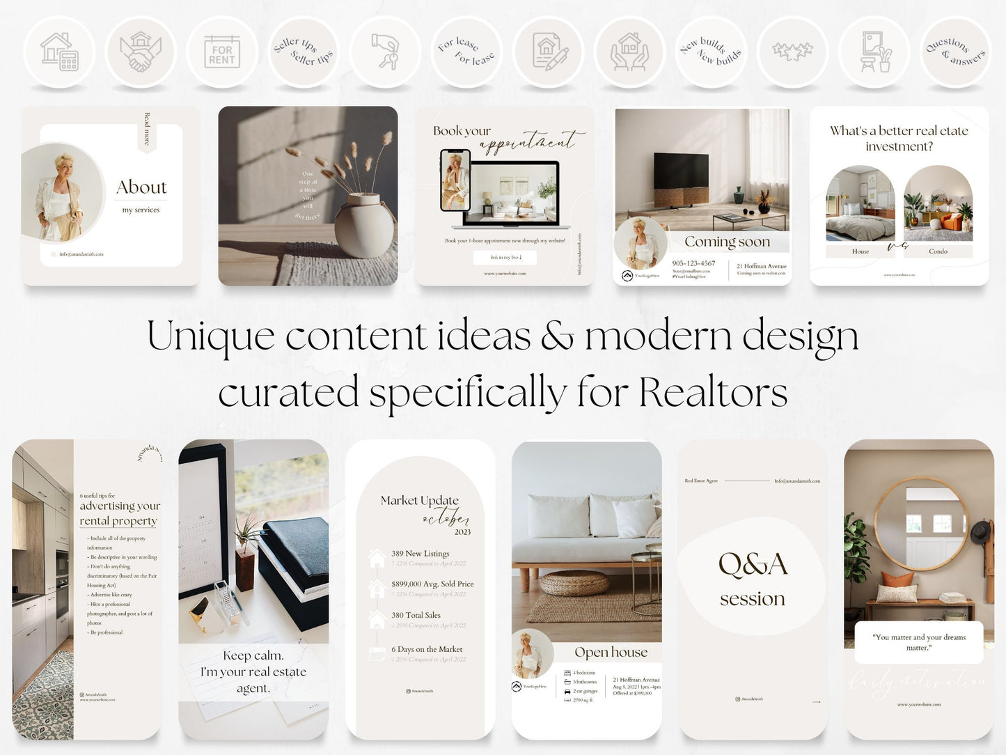 210 Real Estate Bundle: Post, Story, and Highlight Cover Templates