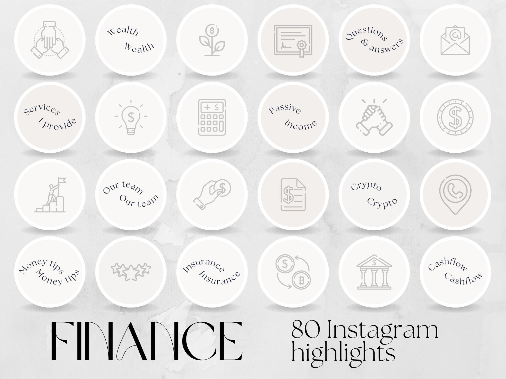 80 Financial Advisor Story Highlight Cover Templates made in free Canva for Social Media