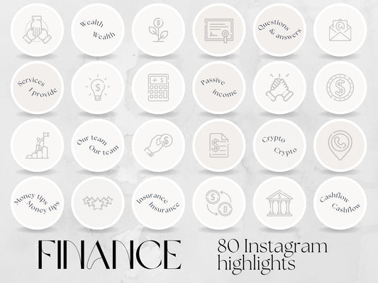 80 Financial Advisor Story Highlight Cover Templates made in free Canva for Social Media