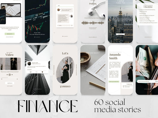 60 Financial Advisor Story Templates made in free Canva for Social Media