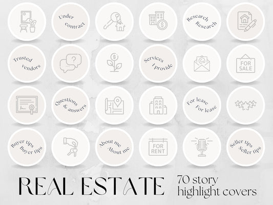 70 Real Estate Story Highlight Cover Templates made in free Canva for Social Media