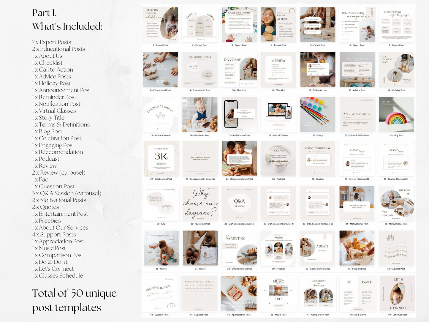 200 Childcare Bundle: Post, Story, and Highlight Cover Templates