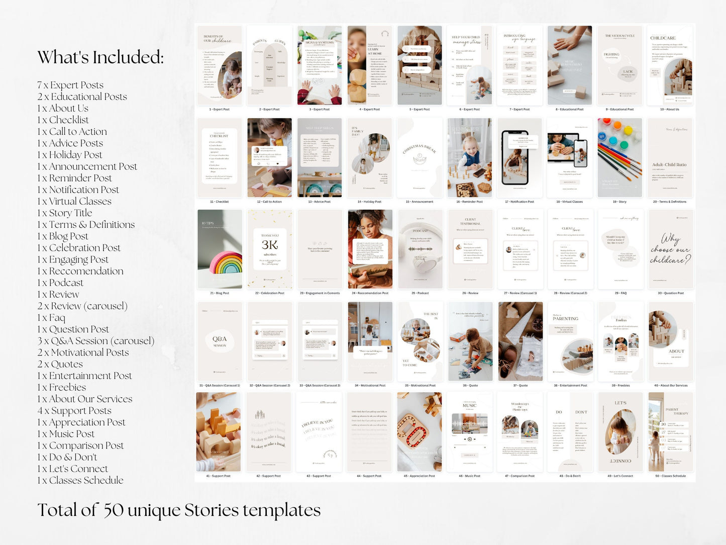 50 Childcare Story Templates