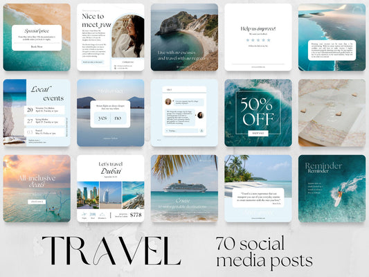 70 Travel Post Templates made in free Canva for Social Media