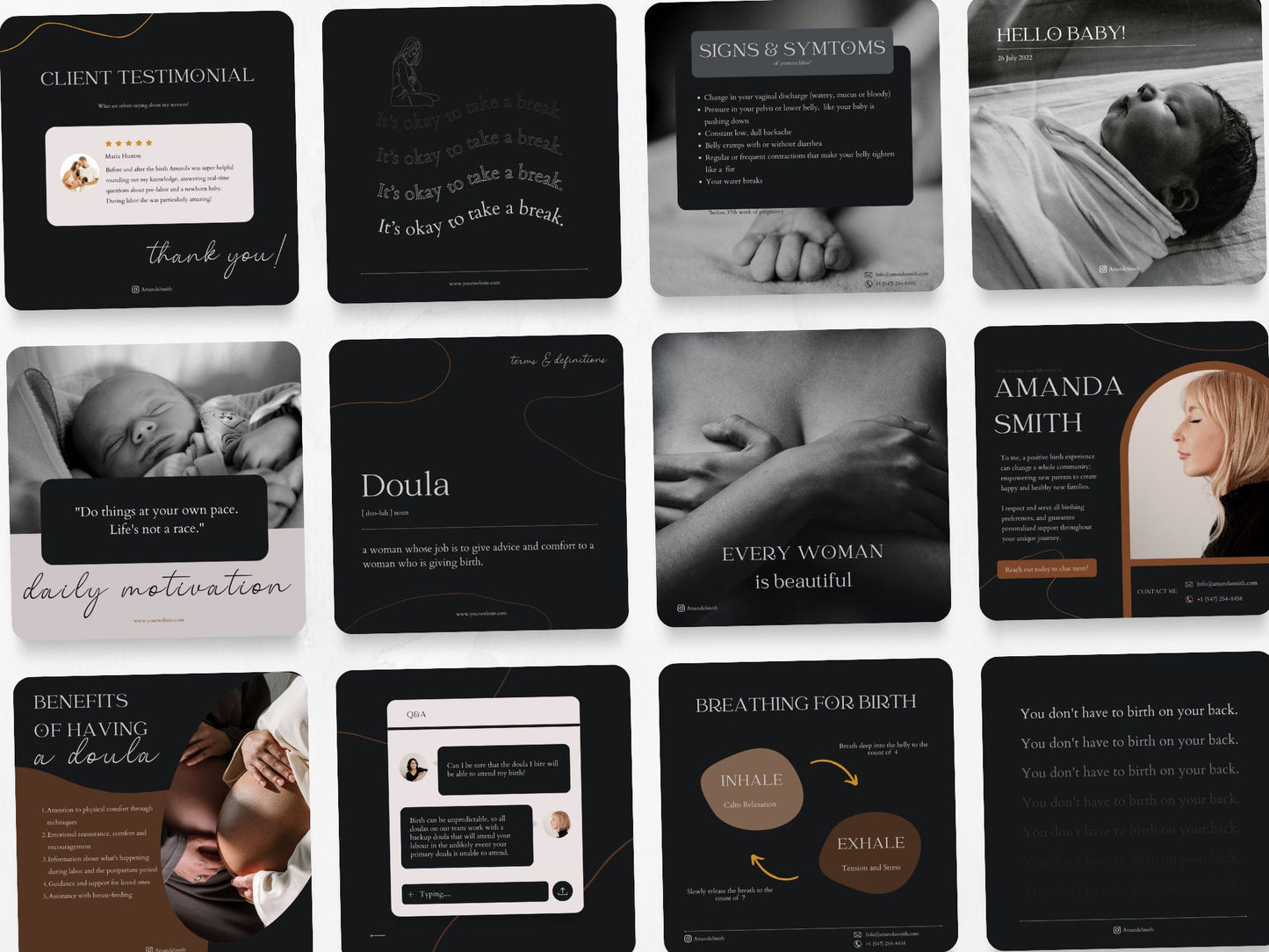 50 Doula Post Templates in Black