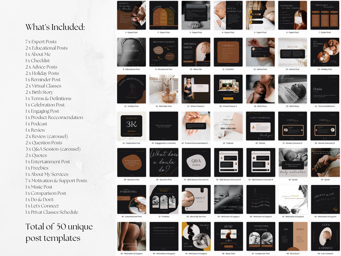 50 Doula Post Templates in Black