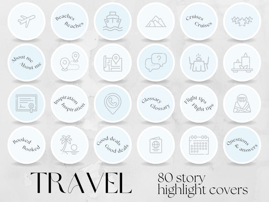 80 Travel Story Highlight Cover Templates made in free Canva for Social Media