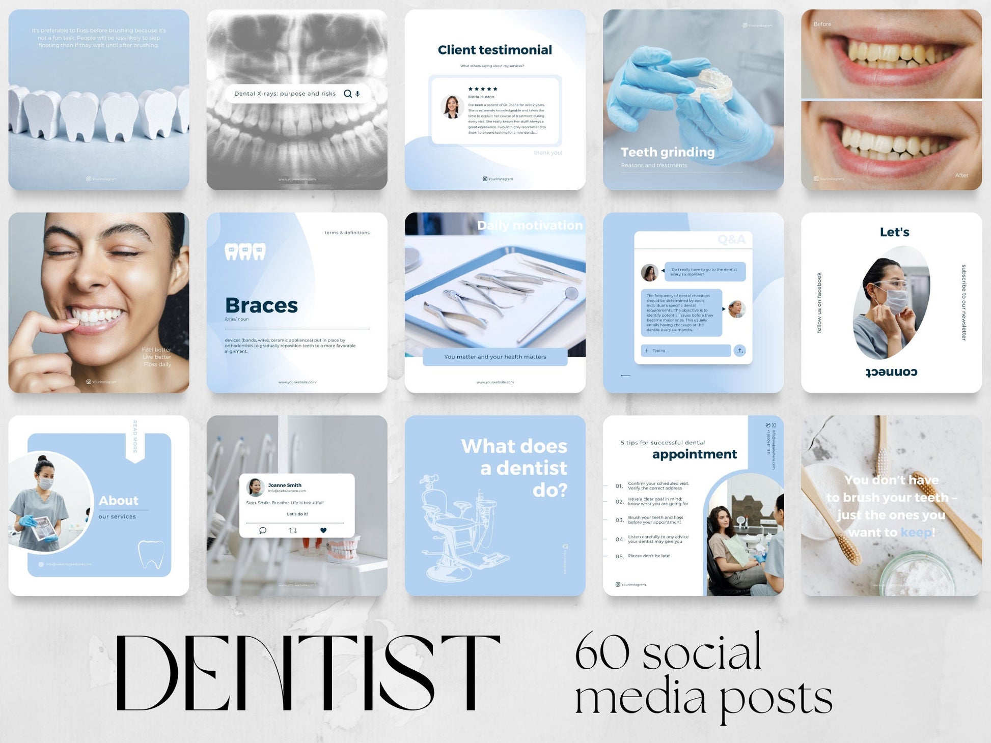 60 Dental Post Templates made in free Canva for Social Media