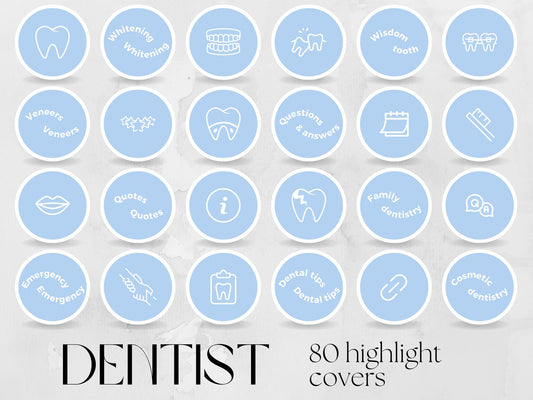 80 Dental Story Highlight Cover Templates made in free Canva for Social Media