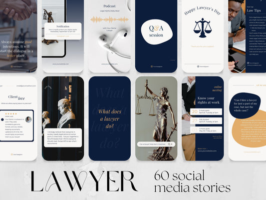 60 Lawyer Story Templates made in free Canva for Social Media