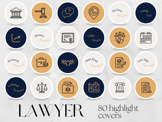 80 Lawyer Story Highlight Cover Templates made in free Canva for Social Media