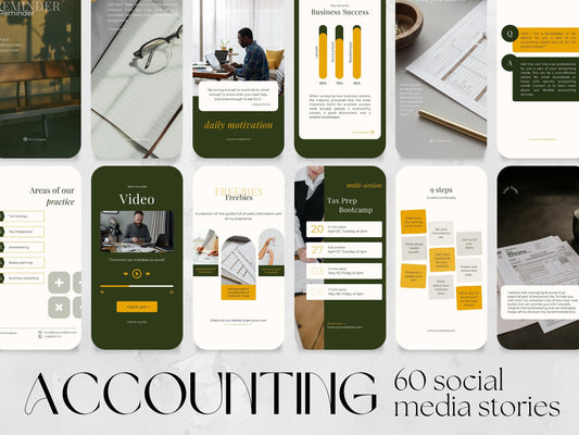 60 Accounting Bookkeeping Story Templates made in free Canva for Social Media