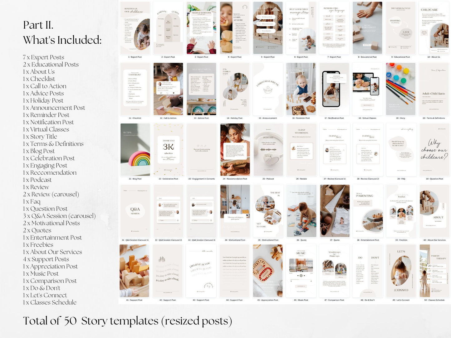 200 Childcare Bundle: Post, Story, and Highlight Cover Templates