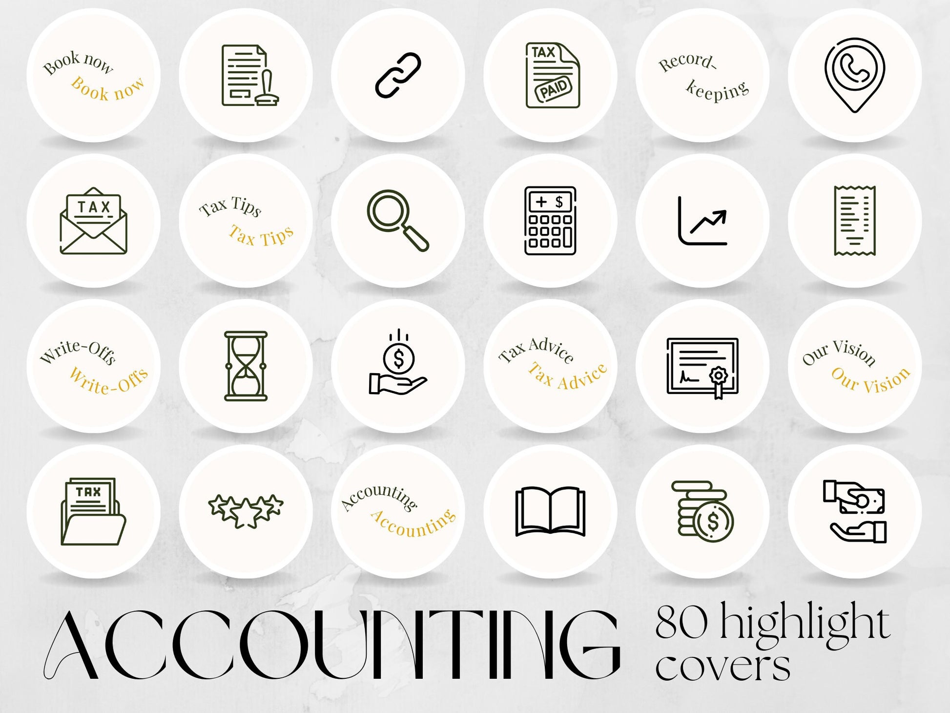 80 Accounting Bookkeeping Story Highlight Cover Templates made in free Canva for Social Media