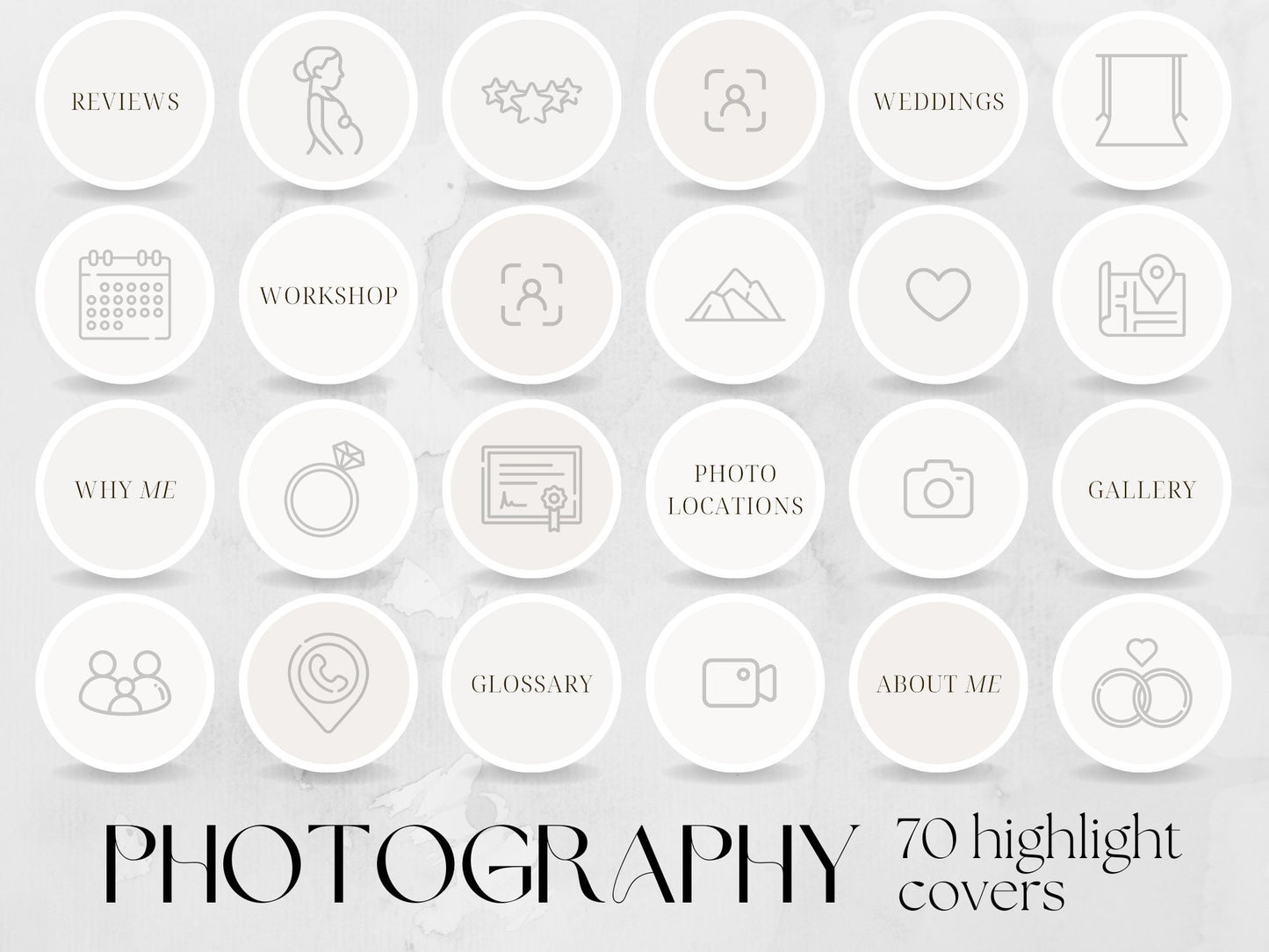 70 Photography Story Highlight Cover Templates made in free Canva for Social Media