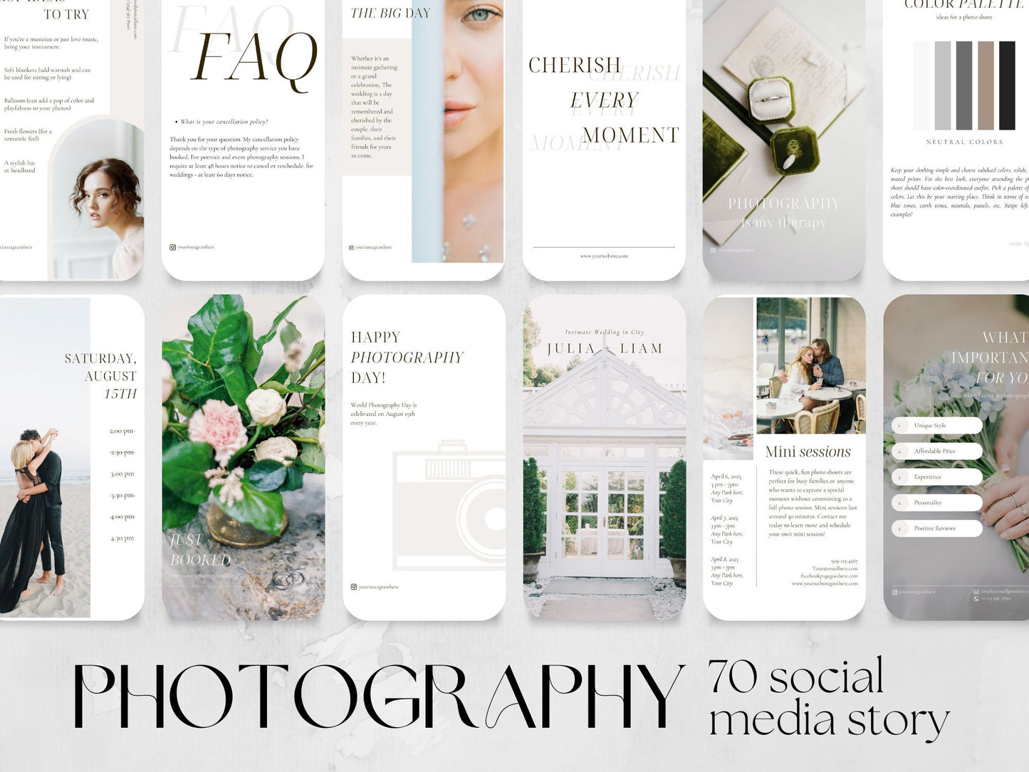 70 Photography Story Templates made in free Canva for Social Media